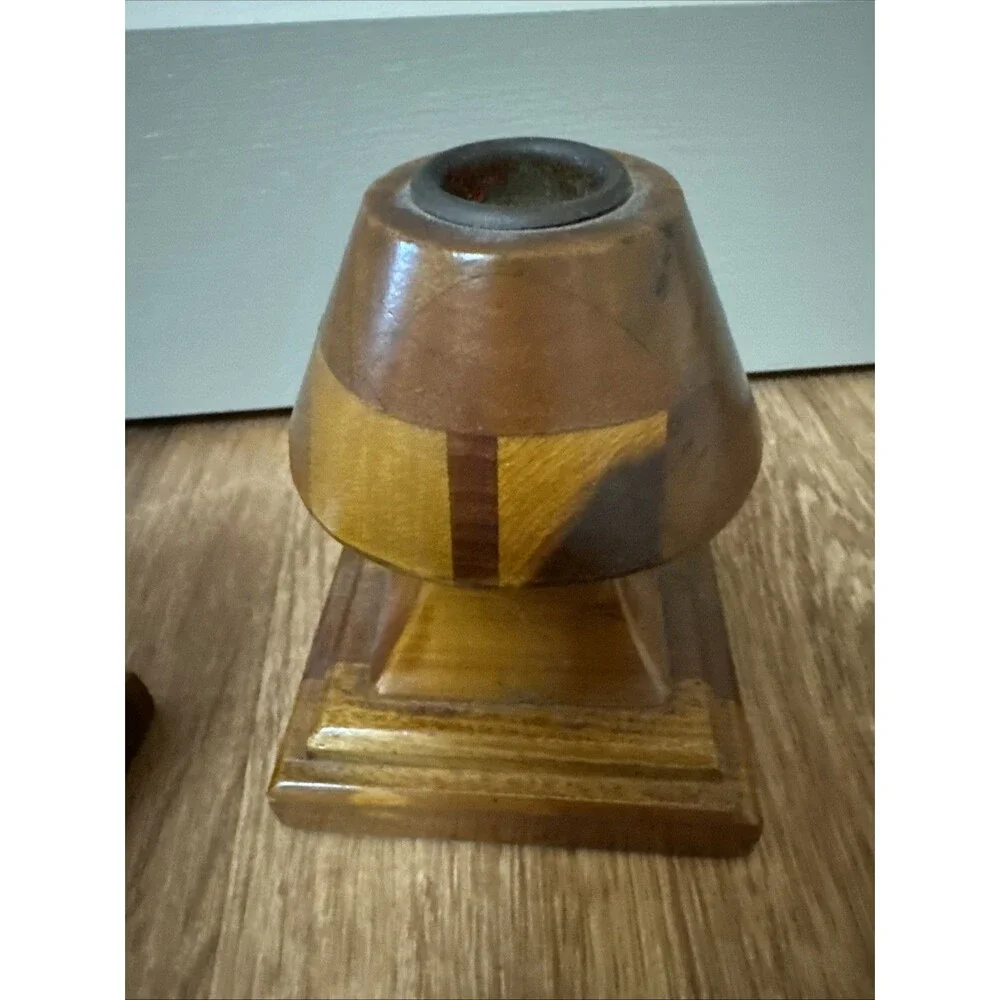 Candlestick Holders 4.75”  Carved Unique Pair Set Of 2 MCM
